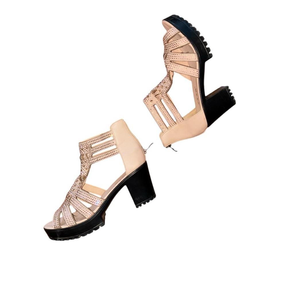 Women's Platform Wedge Chuncky heel Gladiator Sandals Adjustable Back Zipper 8.5